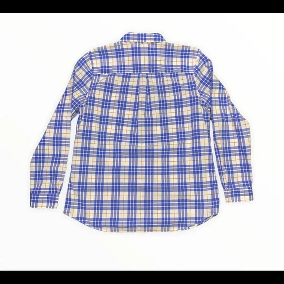 L.L. Bean LG Orange and Blue Plaid Button Down - Picture 2 of 5